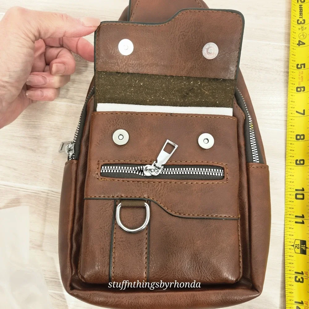 WEIXIER Brown Size Unisex / Men's Faux Leather Messenger Bag Adjustable Straps